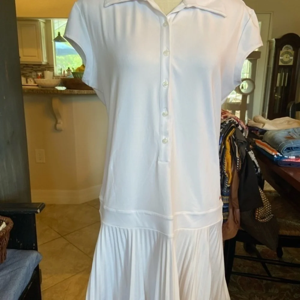 NWT Ellesse white size large Athletic dress buttons up pleated skirt,super cute - Picture 3 of 12